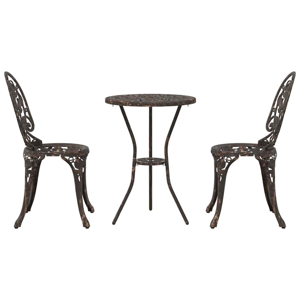 Tuin Bistro Set 3 pcs Brons Aluminium is nu te koop bij PeponiXL, paradijselijk wonen!