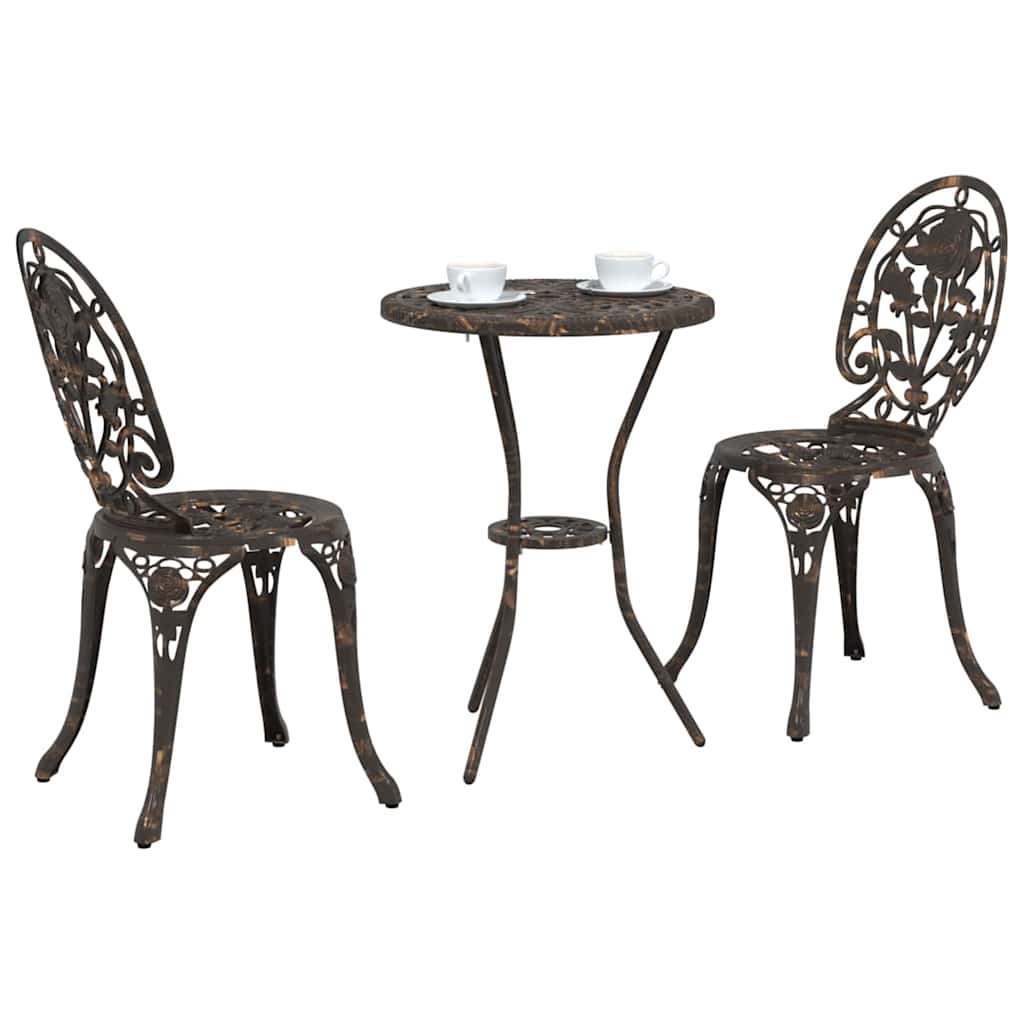 Tuin Bistro Set 3 pcs Brons Aluminium is nu te koop bij PeponiXL, paradijselijk wonen!
