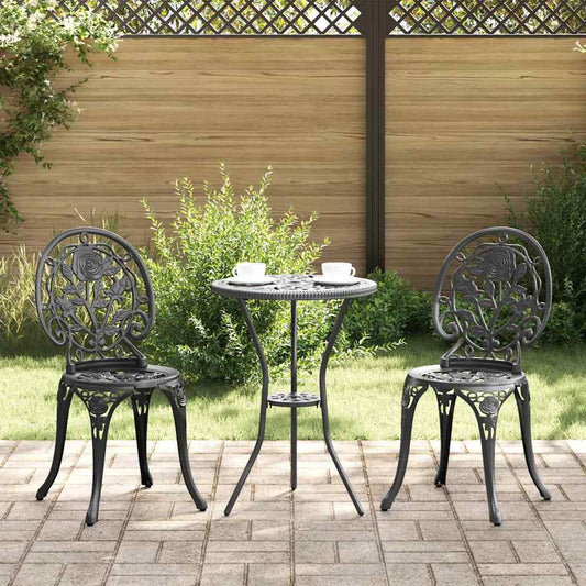 Tuin Bistro Set 3 pcs Zwart Aluminium is nu te koop bij PeponiXL, paradijselijk wonen!