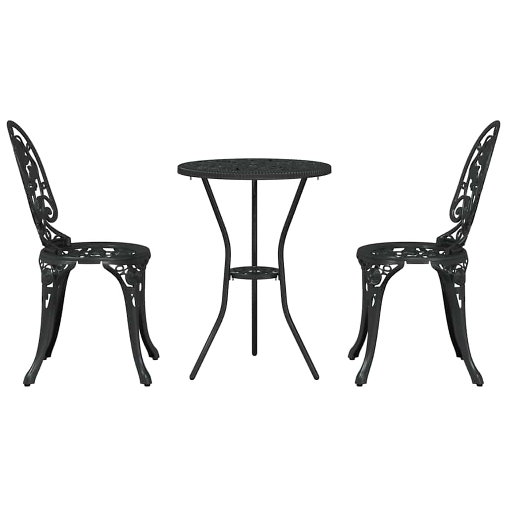 Tuin Bistro Set 3 pcs Zwart Aluminium is nu te koop bij PeponiXL, paradijselijk wonen!