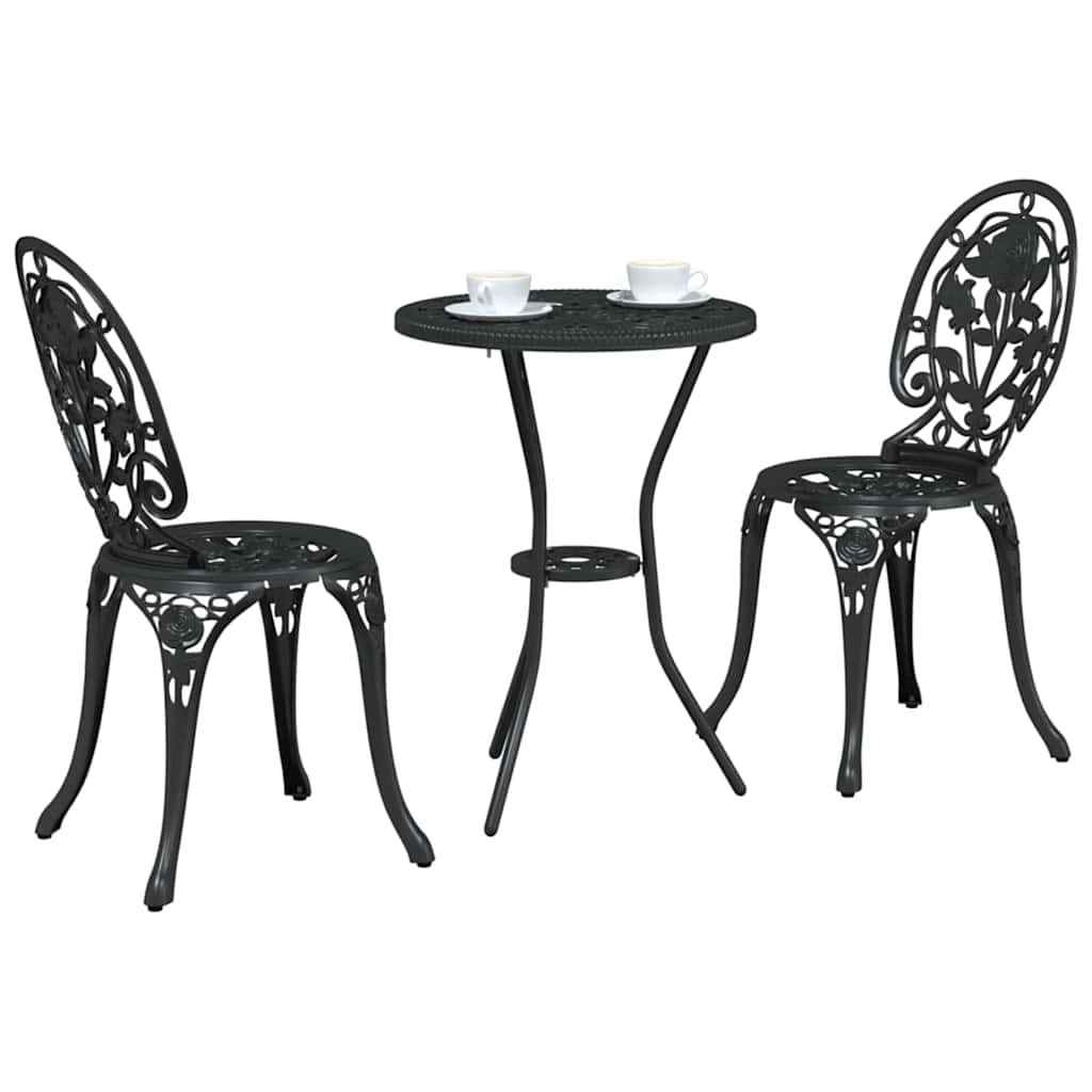 Tuin Bistro Set 3 pcs Zwart Aluminium is nu te koop bij PeponiXL, paradijselijk wonen!