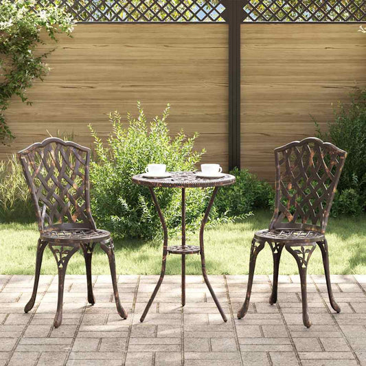 Tuin Bistro Set 3 pcs Brons Aluminium is nu te koop bij PeponiXL, paradijselijk wonen!