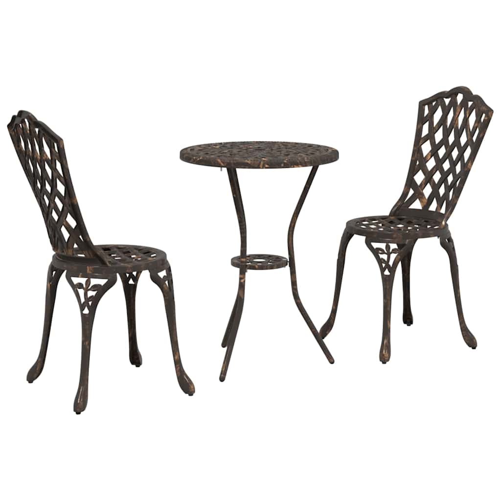 Tuin Bistro Set 3 pcs Brons Aluminium is nu te koop bij PeponiXL, paradijselijk wonen!