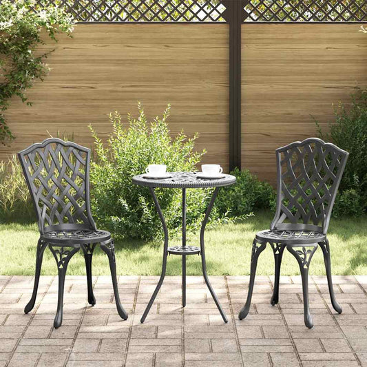 Tuin Bistro Set 3 pcs Zwart Aluminium is nu te koop bij PeponiXL, paradijselijk wonen!