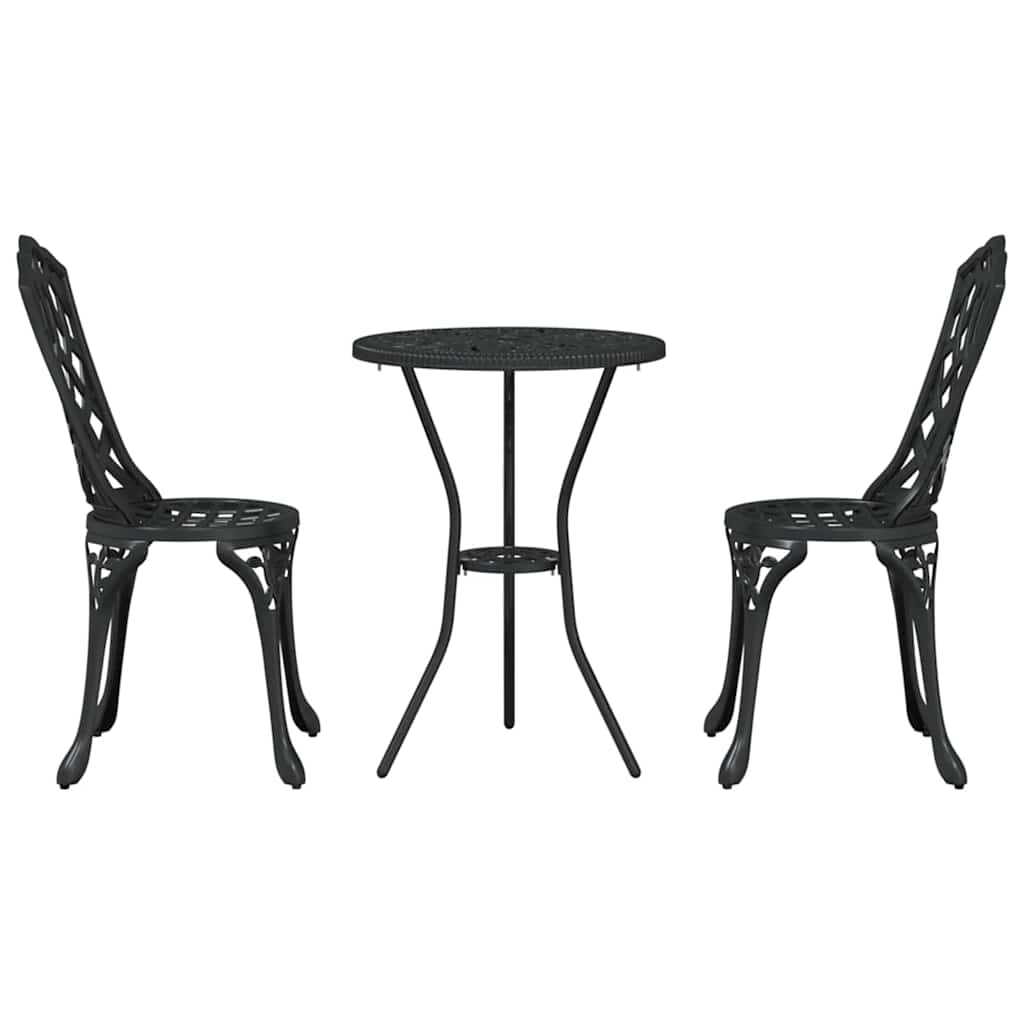 Tuin Bistro Set 3 pcs Zwart Aluminium is nu te koop bij PeponiXL, paradijselijk wonen!