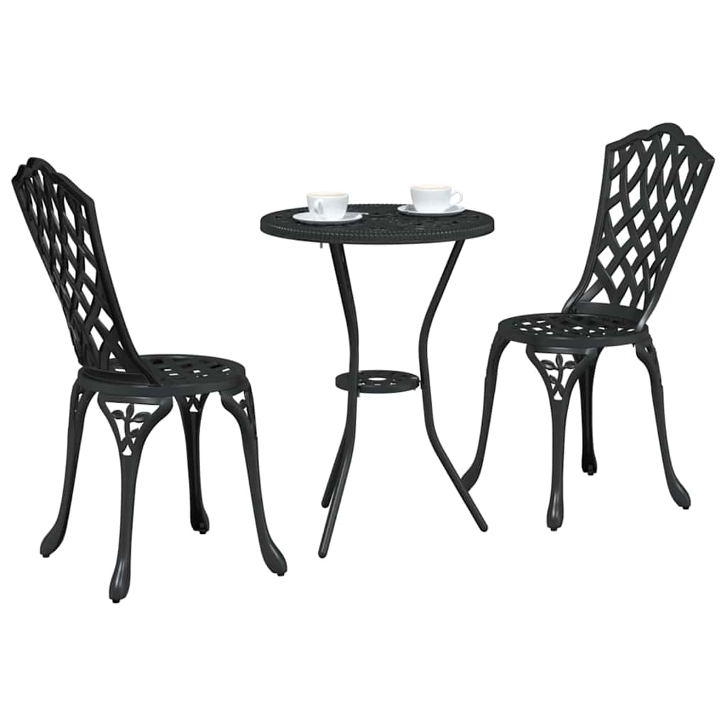 Tuin Bistro Set 3 pcs Zwart Aluminium is nu te koop bij PeponiXL, paradijselijk wonen!