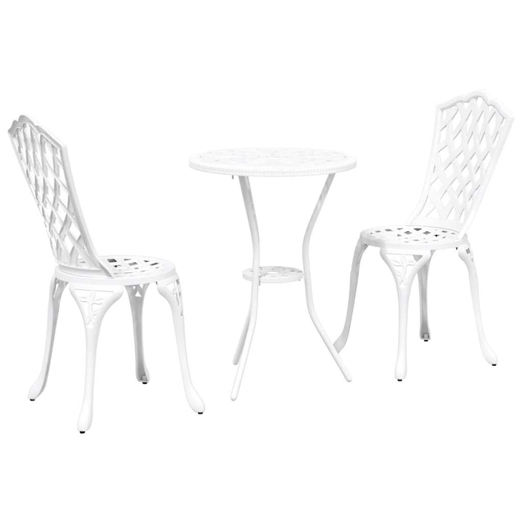 Tuin Bistro Set 3 pcs Wit Aluminium is nu te koop bij PeponiXL, paradijselijk wonen!