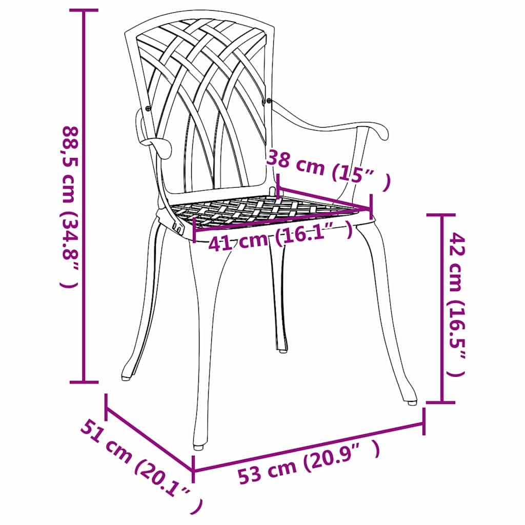 Tuinstoel 2 pcs Brons 53 x 51 x 88,5cm Aluminium is nu te koop bij PeponiXL, paradijselijk wonen!