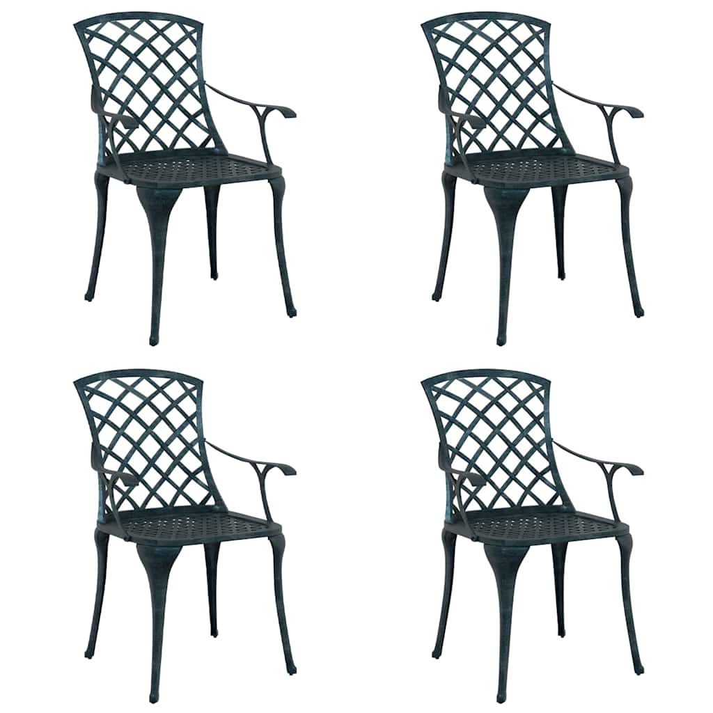 Tuinstoel 4 pcs Groen 61 x 60,5 x 93cm Aluminium is nu te koop bij PeponiXL, paradijselijk wonen!