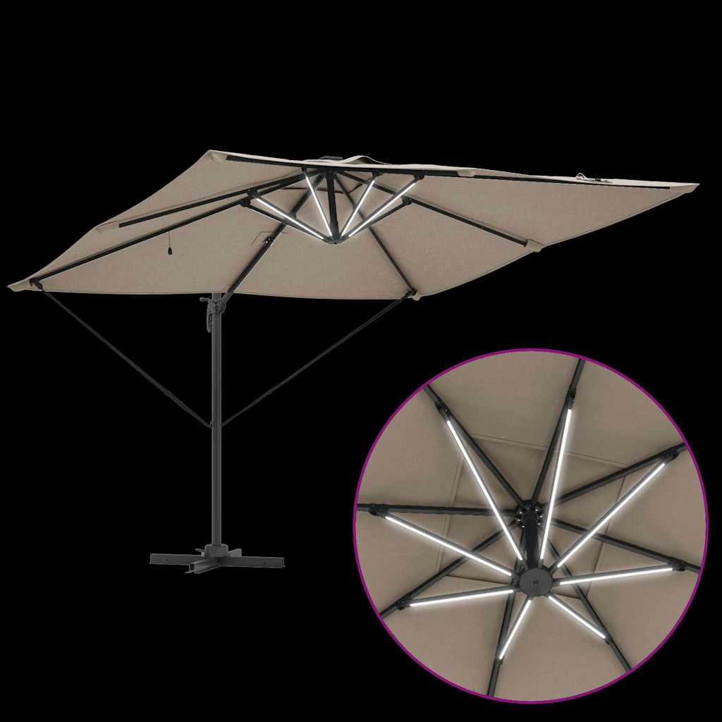 Parasol Taupe 286 x 284 x 270 cm Aluminium en Polyester is nu te koop bij PeponiXL, paradijselijk wonen!