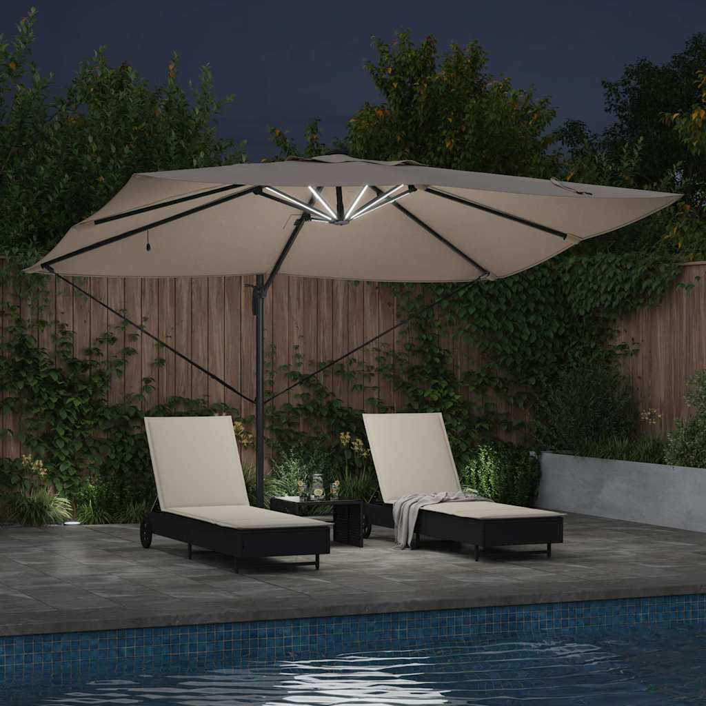 Parasol Taupe 352 x 251 x 265 cm Polyester en Aluminium is nu te koop bij PeponiXL, paradijselijk wonen!