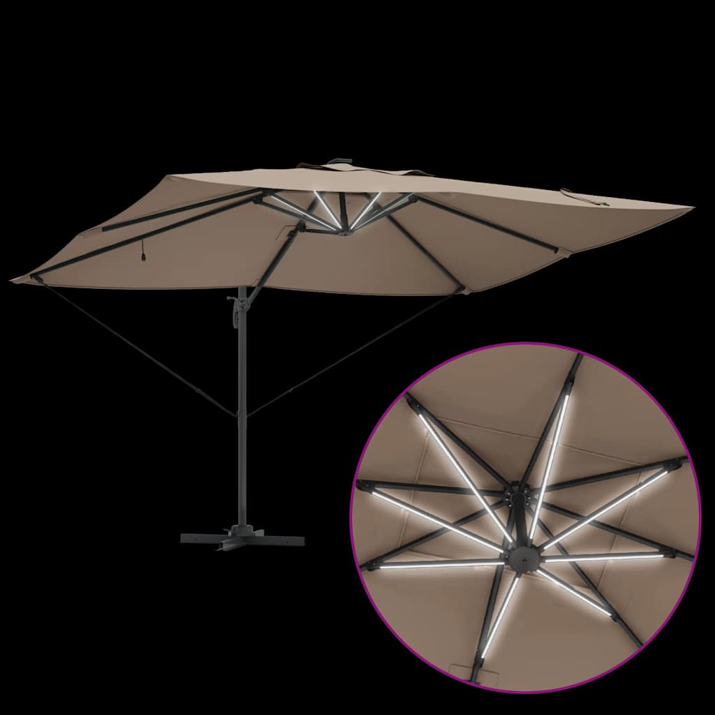 Parasol Taupe 352 x 251 x 265 cm Polyester en Aluminium is nu te koop bij PeponiXL, paradijselijk wonen!