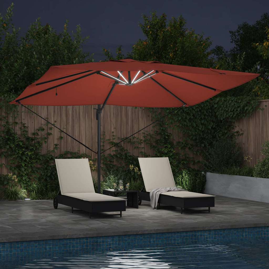 Parasol Terracotta 352 x 251 x 265 cm Polyester en Aluminium is nu te koop bij PeponiXL, paradijselijk wonen!