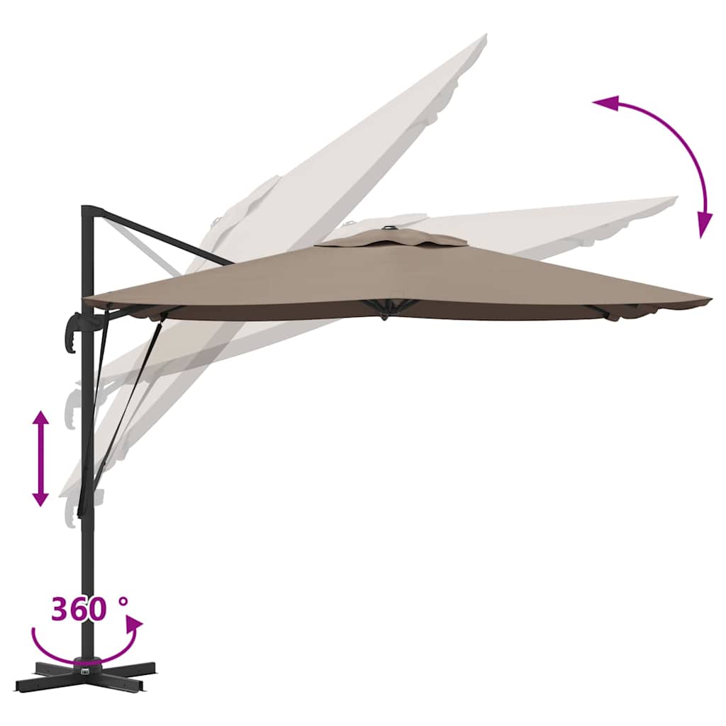 Roma Parasol Taupe 286 x 284 x 265 cm Aluminium en Polyester is nu te koop bij PeponiXL, paradijselijk wonen!