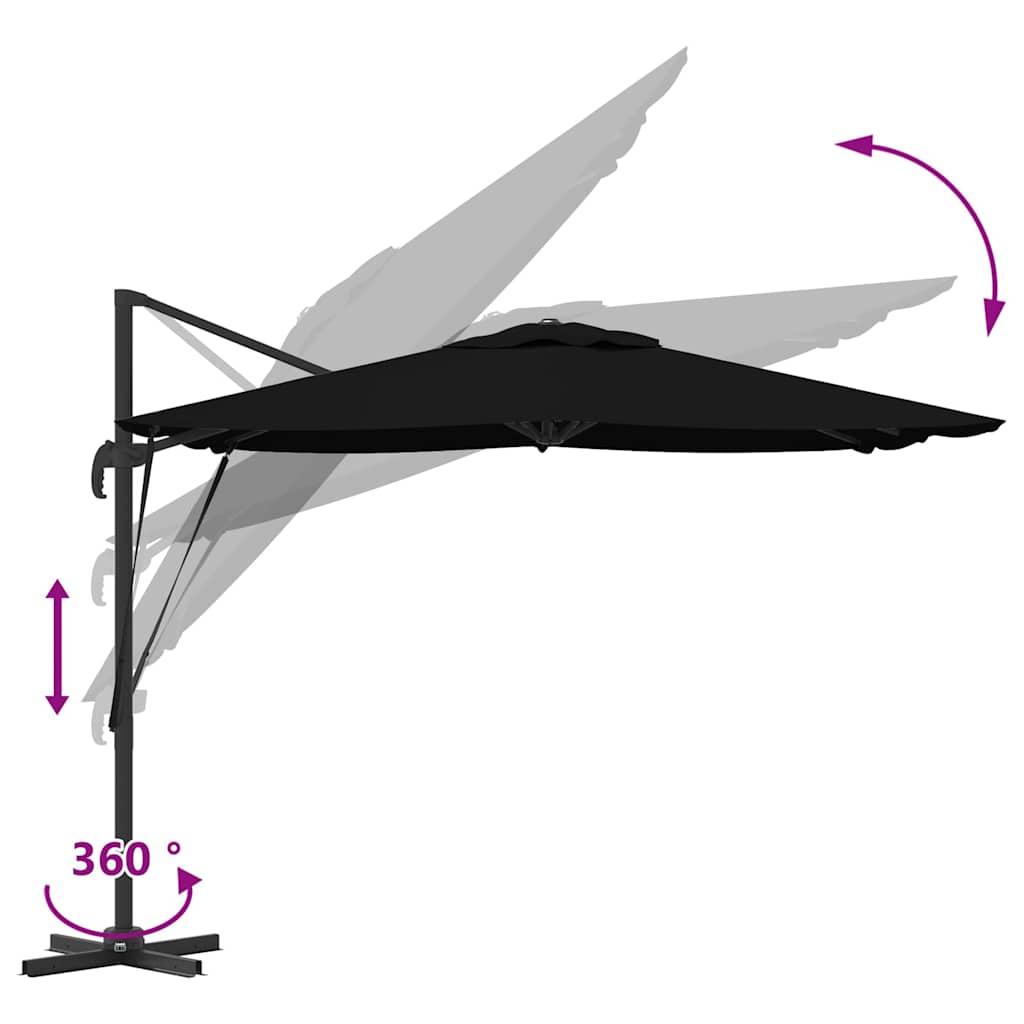 Roma Parasol Zwart 286 x 284 x 265 cm Aluminium en Polyester is nu te koop bij PeponiXL, paradijselijk wonen!