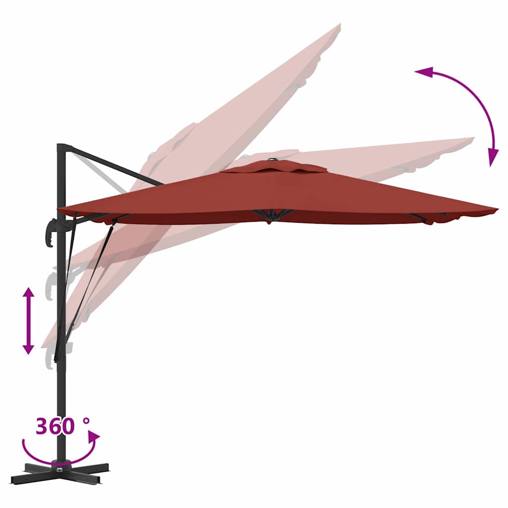 Roma Parasol Rood 286 x 284 x 265 cm Aluminium en Polyester is nu te koop bij PeponiXL, paradijselijk wonen!