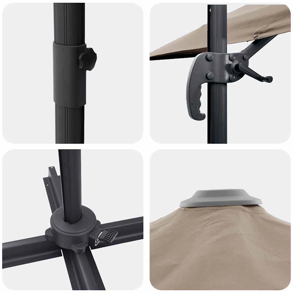 Parasol Taupe 351 x 250 x 260 cm Polyester en Aluminium is nu te koop bij PeponiXL, paradijselijk wonen!