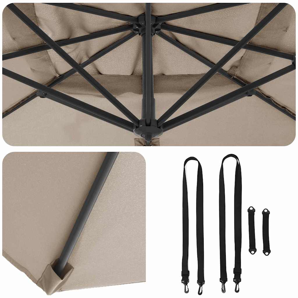 Parasol Taupe 351 x 250 x 260 cm Polyester en Aluminium is nu te koop bij PeponiXL, paradijselijk wonen!