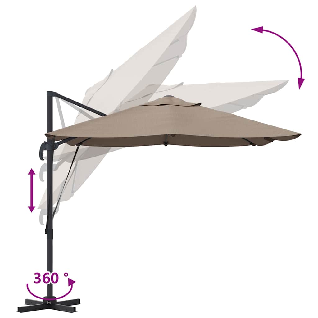 Parasol Taupe 351 x 250 x 260 cm Polyester en Aluminium is nu te koop bij PeponiXL, paradijselijk wonen!