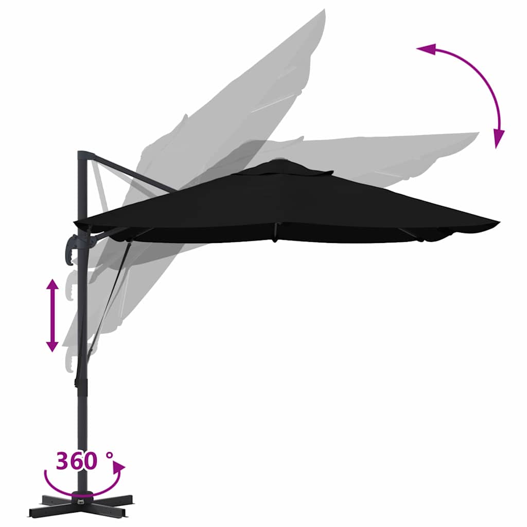 Parasol Zwart 351 x 250 x 260 cm Polyester en Aluminium is nu te koop bij PeponiXL, paradijselijk wonen!