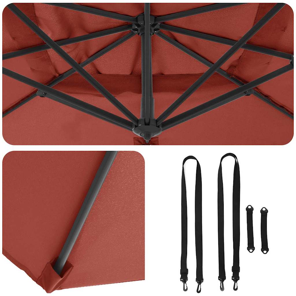 Parasol Terracotta 351 x 250 x 260 cm Polyester en Aluminium is nu te koop bij PeponiXL, paradijselijk wonen!