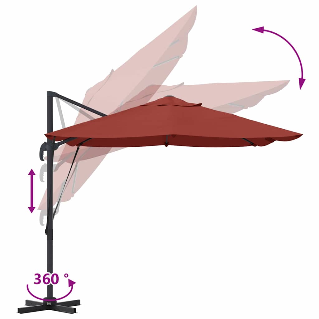 Parasol Terracotta 351 x 250 x 260 cm Polyester en Aluminium is nu te koop bij PeponiXL, paradijselijk wonen!
