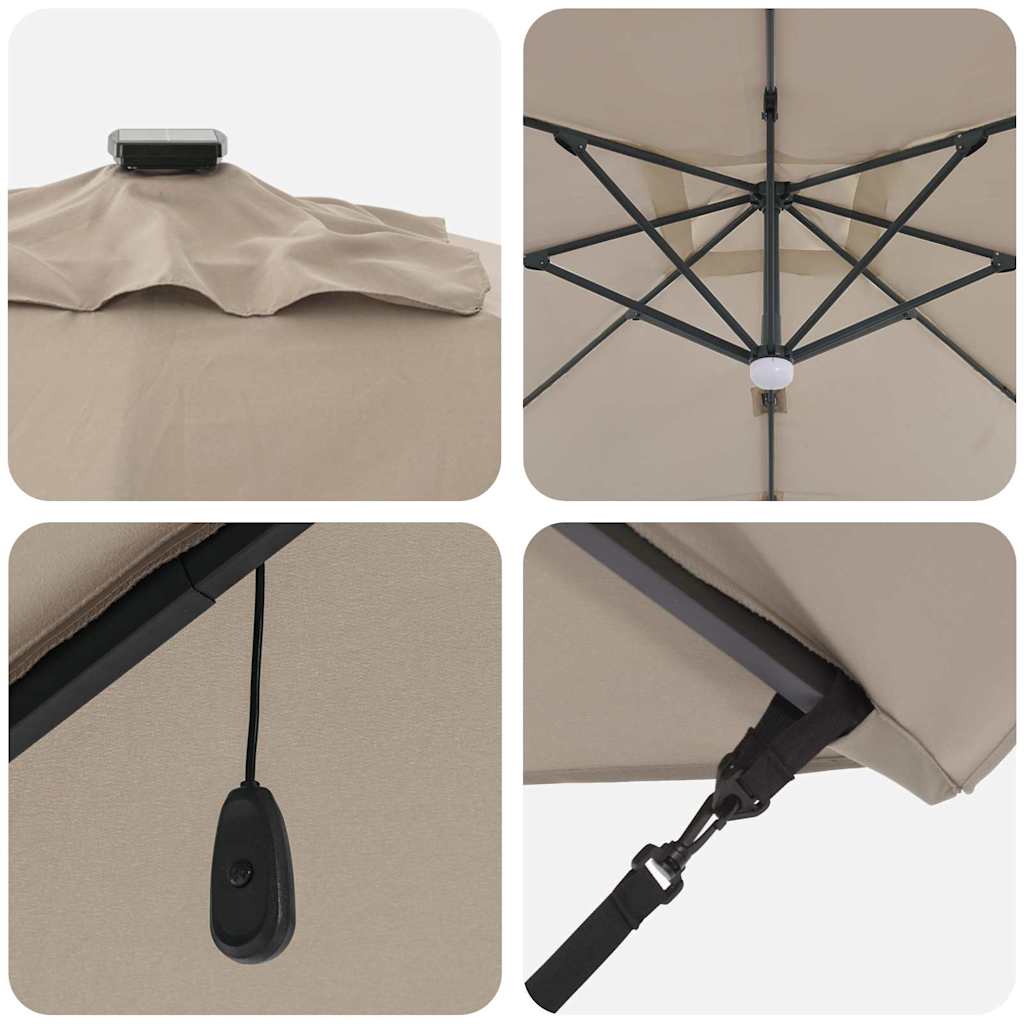 Parasol Taupe 351 x 250 x 253 cm Polyester en Aluminium is nu te koop bij PeponiXL, paradijselijk wonen!