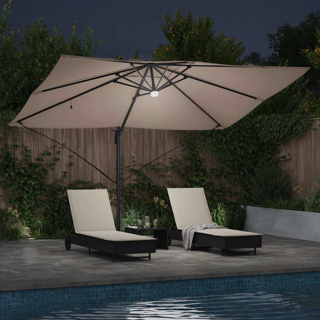 Parasol Taupe 351 x 250 x 253 cm Polyester en Aluminium is nu te koop bij PeponiXL, paradijselijk wonen!