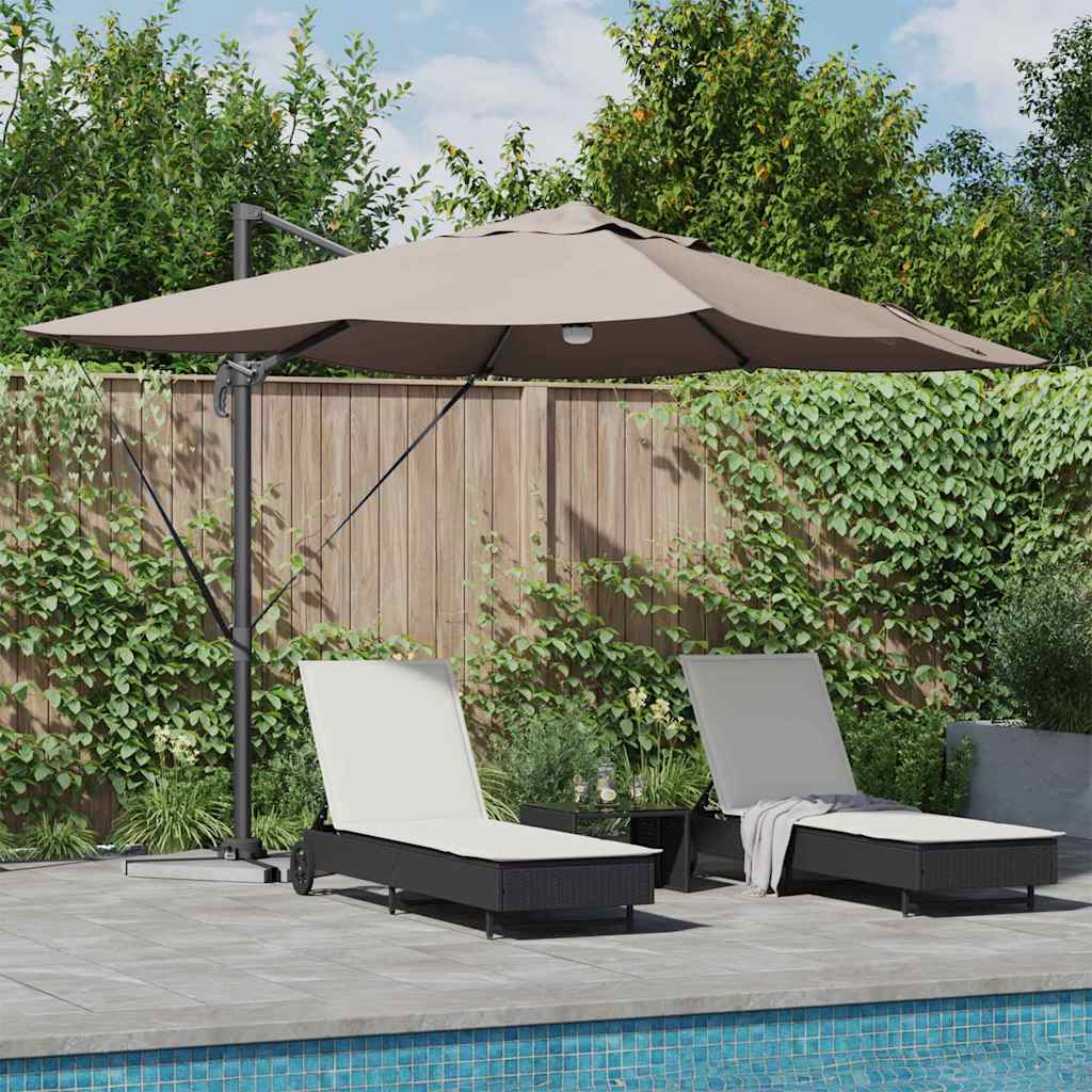 Parasol Taupe 351 x 250 x 253 cm Polyester en Aluminium is nu te koop bij PeponiXL, paradijselijk wonen!