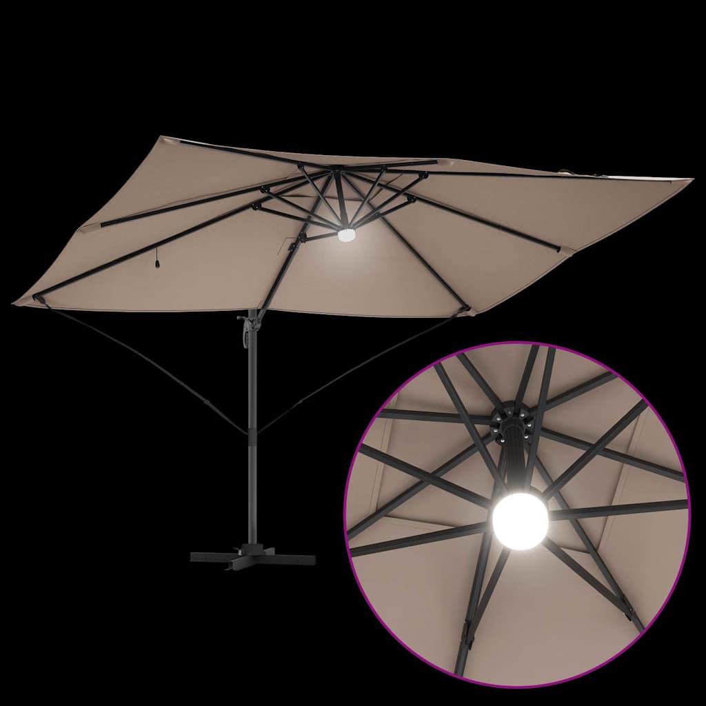 Parasol Taupe 351 x 250 x 253 cm Polyester en Aluminium is nu te koop bij PeponiXL, paradijselijk wonen!