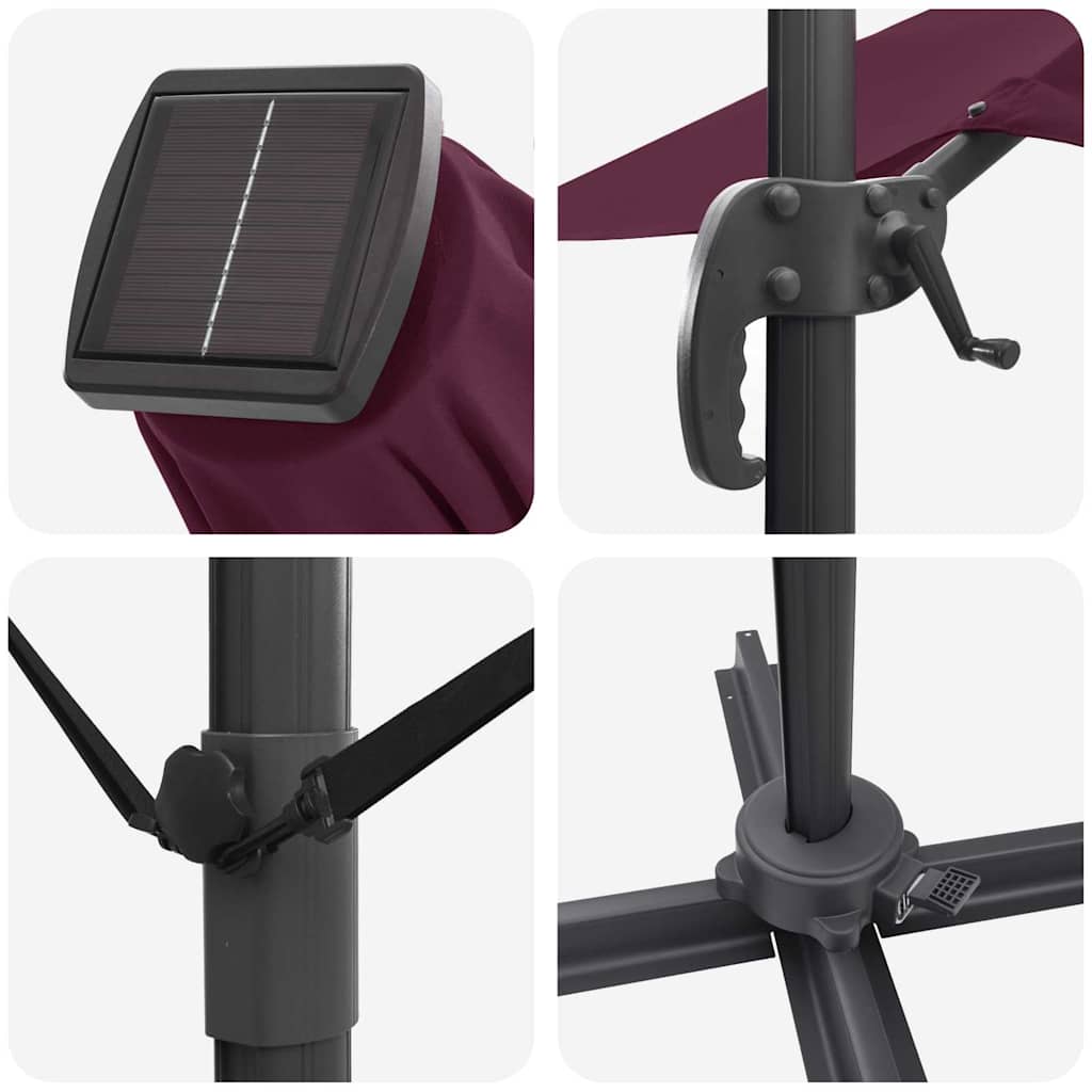 Parasol Bordeaux Rood 351 x 250 x 253 cm Polyester en Aluminium is nu te koop bij PeponiXL, paradijselijk wonen!