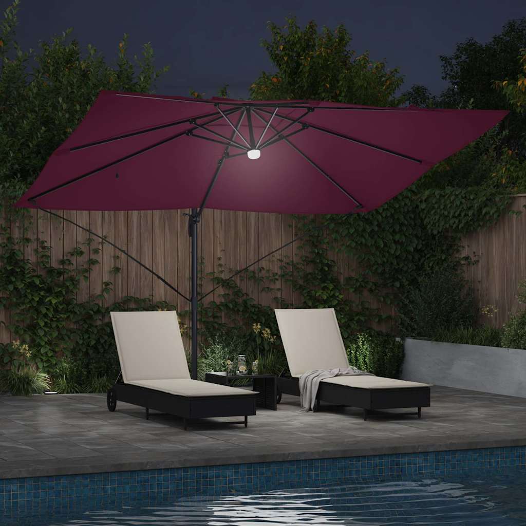 Parasol Bordeaux Rood 351 x 250 x 253 cm Polyester en Aluminium is nu te koop bij PeponiXL, paradijselijk wonen!