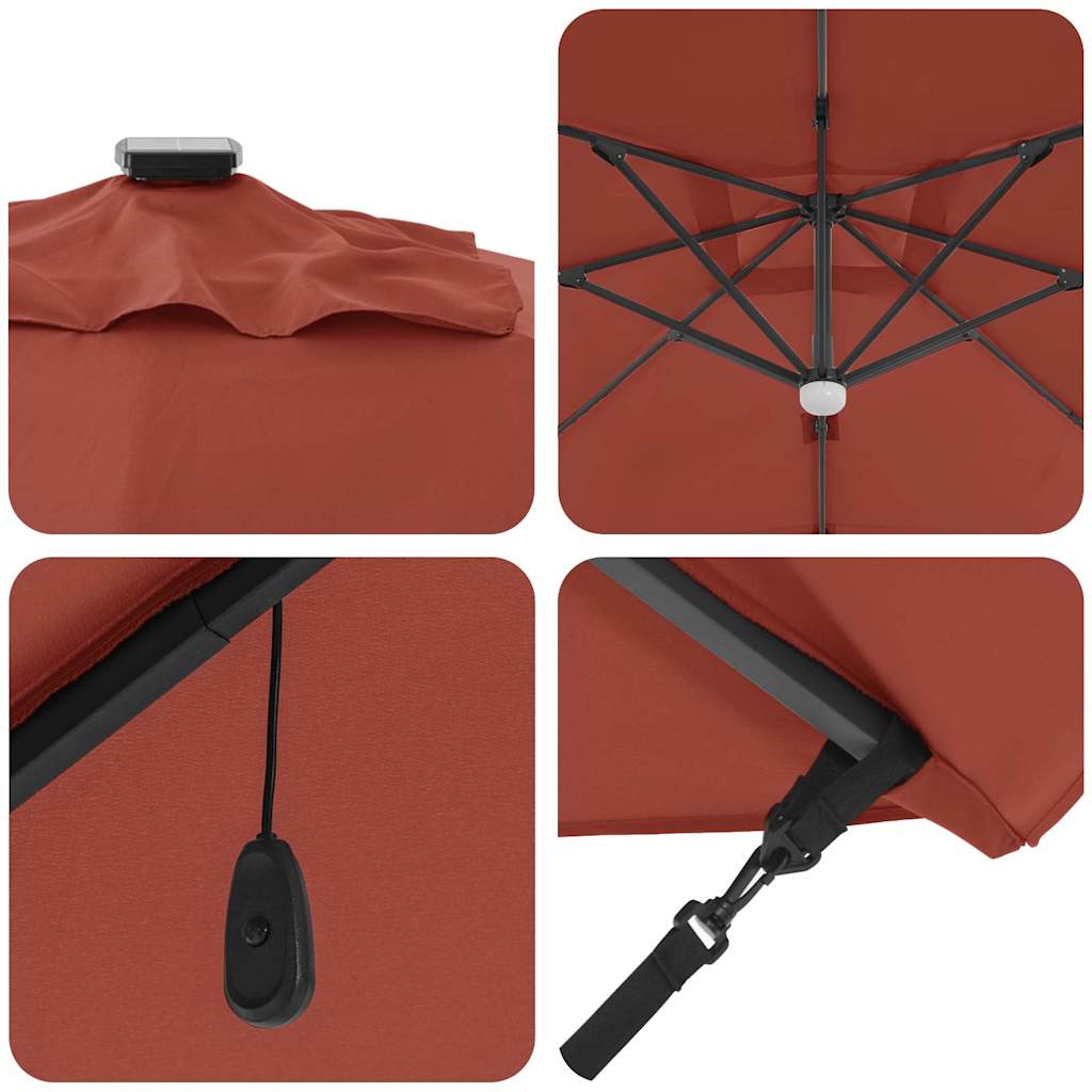 Parasol Terracotta 351 x 250 x 253 cm Polyester en Aluminium is nu te koop bij PeponiXL, paradijselijk wonen!
