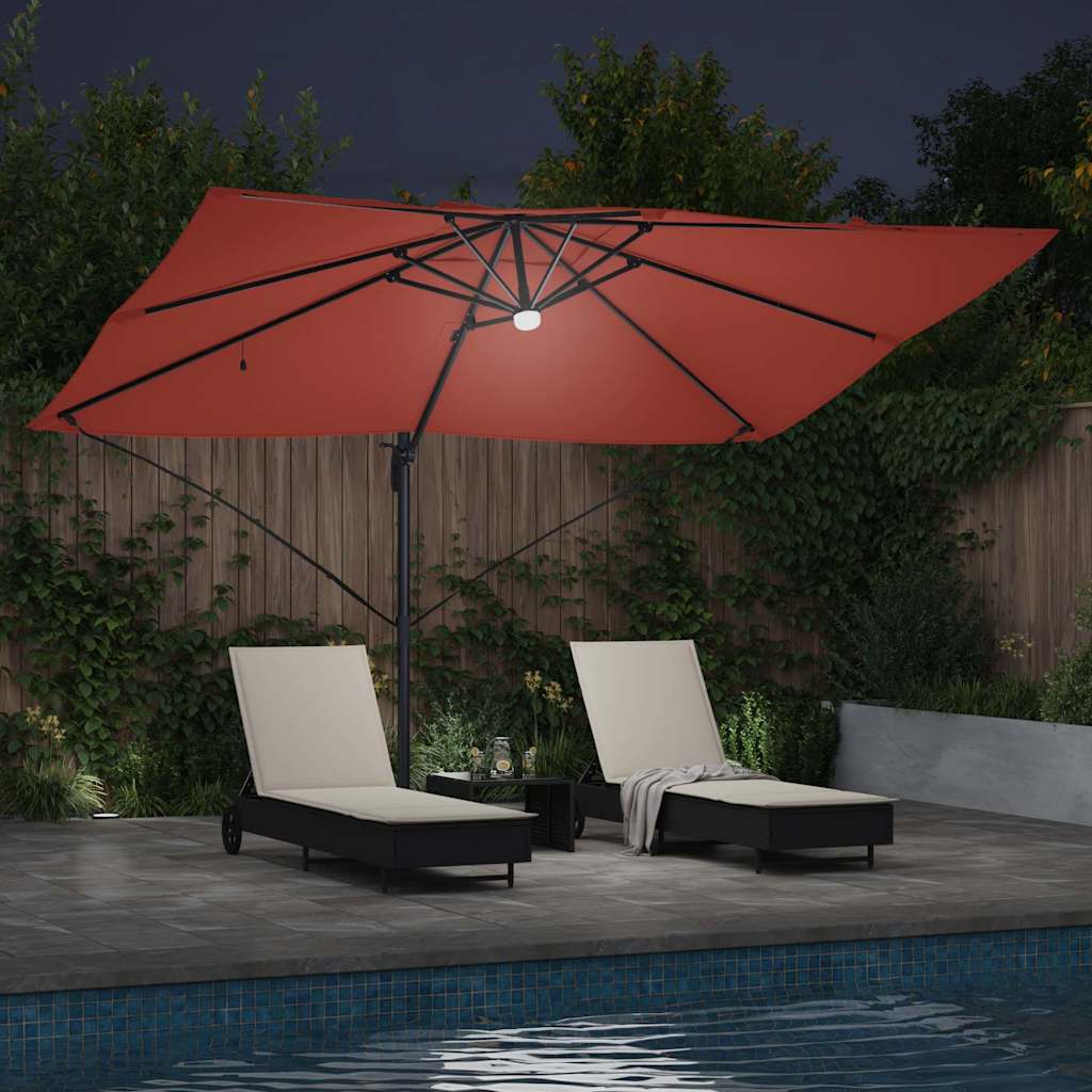 Parasol Terracotta 351 x 250 x 253 cm Polyester en Aluminium is nu te koop bij PeponiXL, paradijselijk wonen!