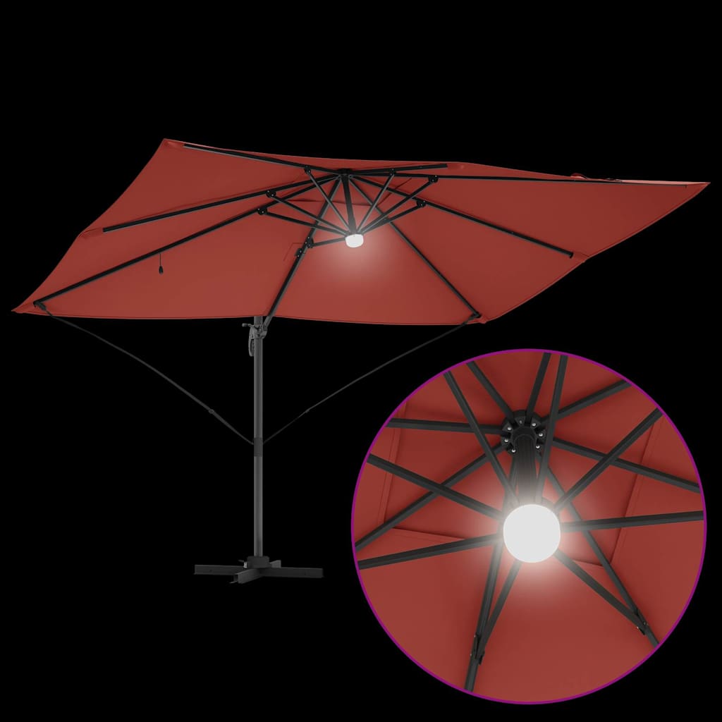 Parasol Terracotta 351 x 250 x 253 cm Polyester en Aluminium is nu te koop bij PeponiXL, paradijselijk wonen!