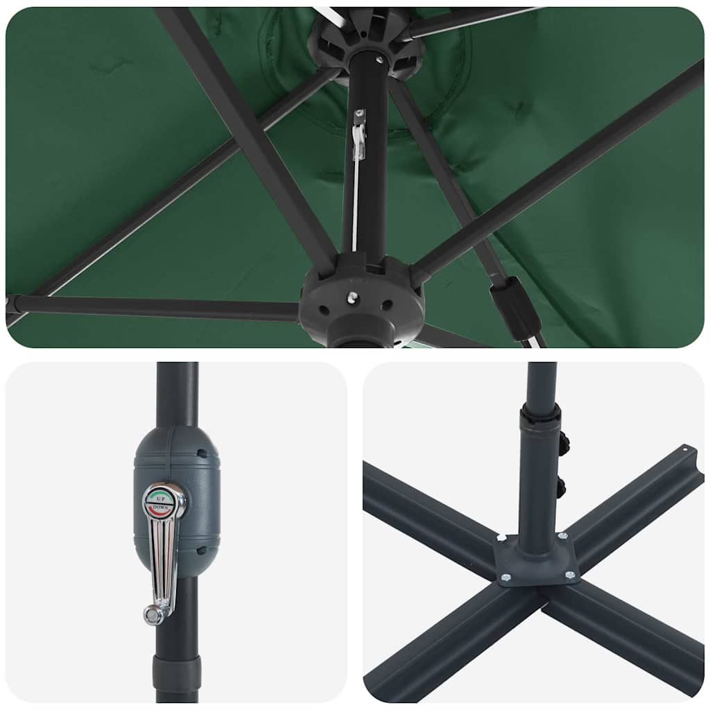 Tuinparasol Groen 370 x 197 x 239 cm Polyester en Aluminium is nu te koop bij PeponiXL, paradijselijk wonen!