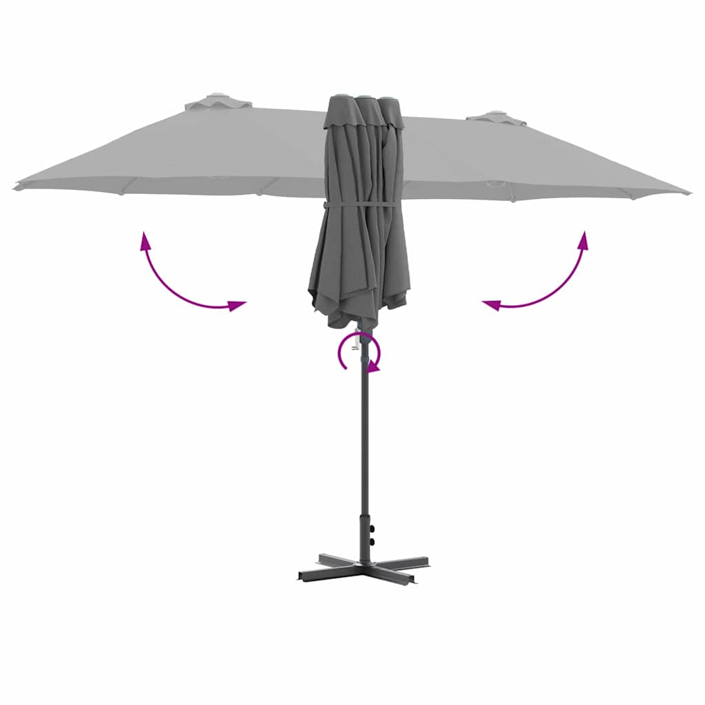 Tuinparasol Antraciet 370 x 197 x 239 cm Polyester en Aluminium is nu te koop bij PeponiXL, paradijselijk wonen!