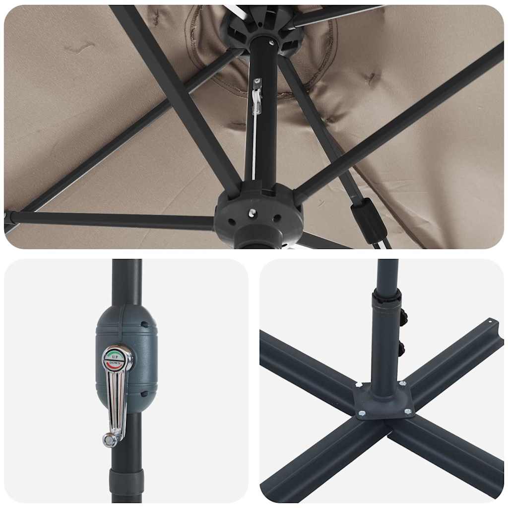 Tuinparasol Taupe 370 x 197 x 239 cm Polyester en Aluminium is nu te koop bij PeponiXL, paradijselijk wonen!