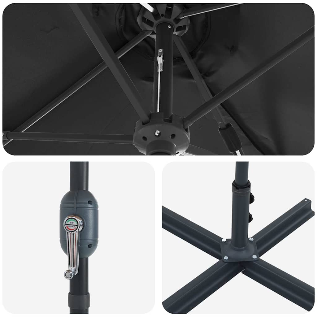 Tuinparasol Zwart 370 x 197 x 239 cm Polyester en Aluminium is nu te koop bij PeponiXL, paradijselijk wonen!