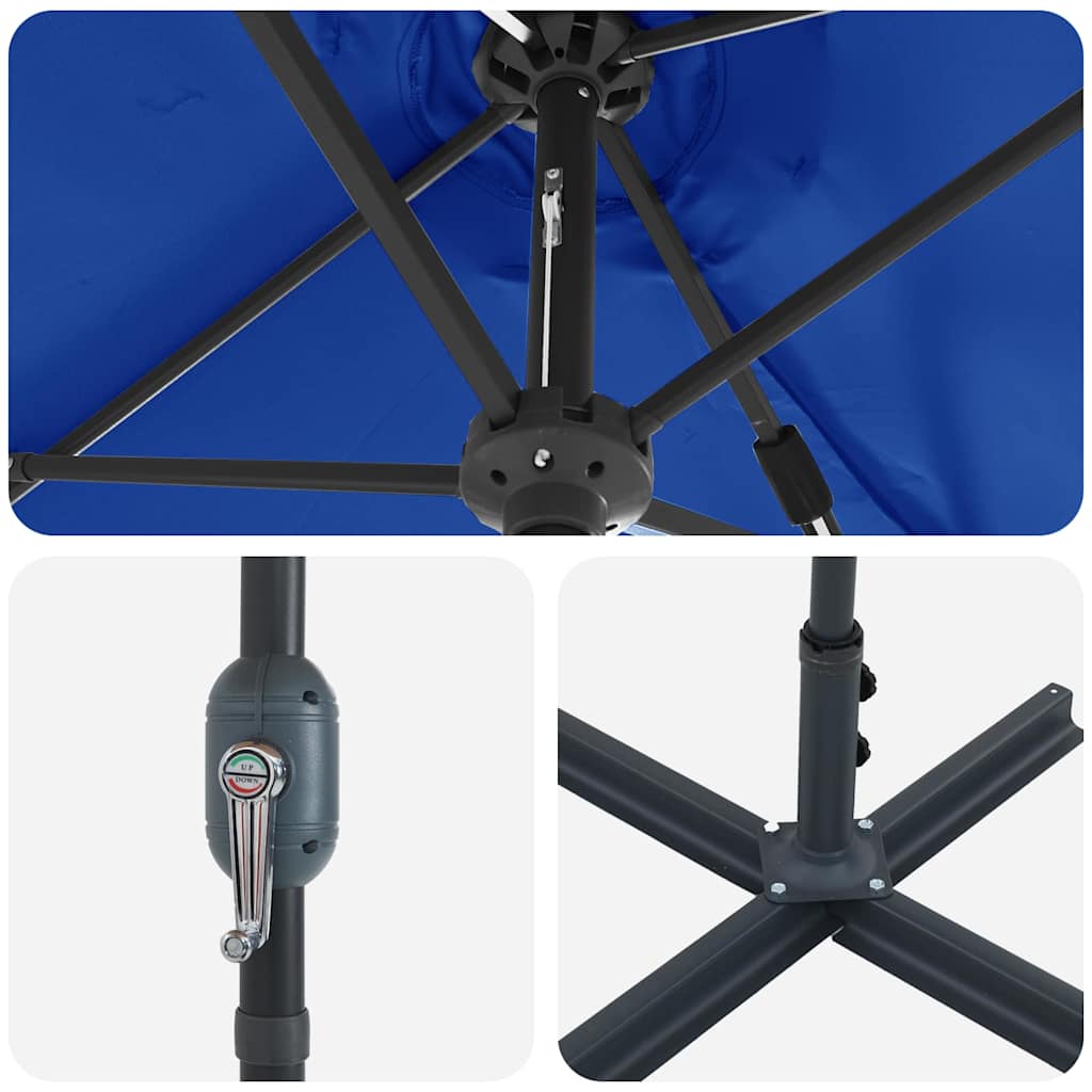 Tuinparasol Azurblauw 370 x 197 x 239 cm Polyester en Aluminium is nu te koop bij PeponiXL, paradijselijk wonen!