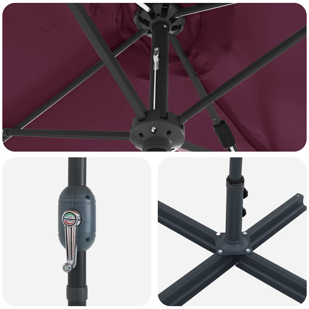 Tuinparasol Bordeaux Rood 370 x 197 x 239 cm is nu te koop bij PeponiXL, paradijselijk wonen!