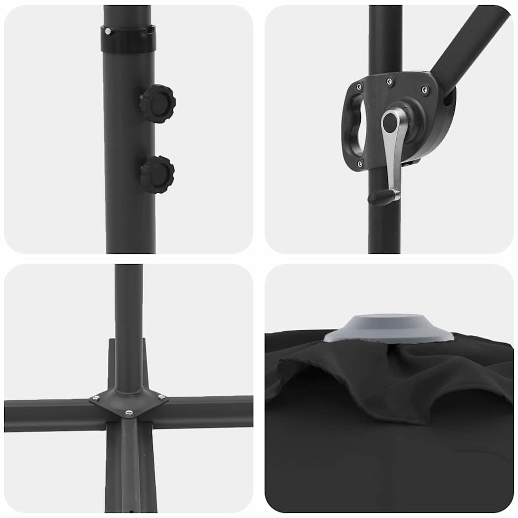 Parasol Zwart 372 x 198 x 243 cm Polyester en Aluminium is nu te koop bij PeponiXL, paradijselijk wonen!