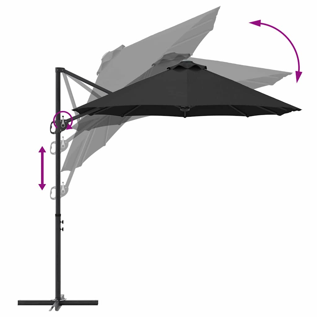 Parasol Zwart 372 x 198 x 243 cm Polyester en Aluminium is nu te koop bij PeponiXL, paradijselijk wonen!