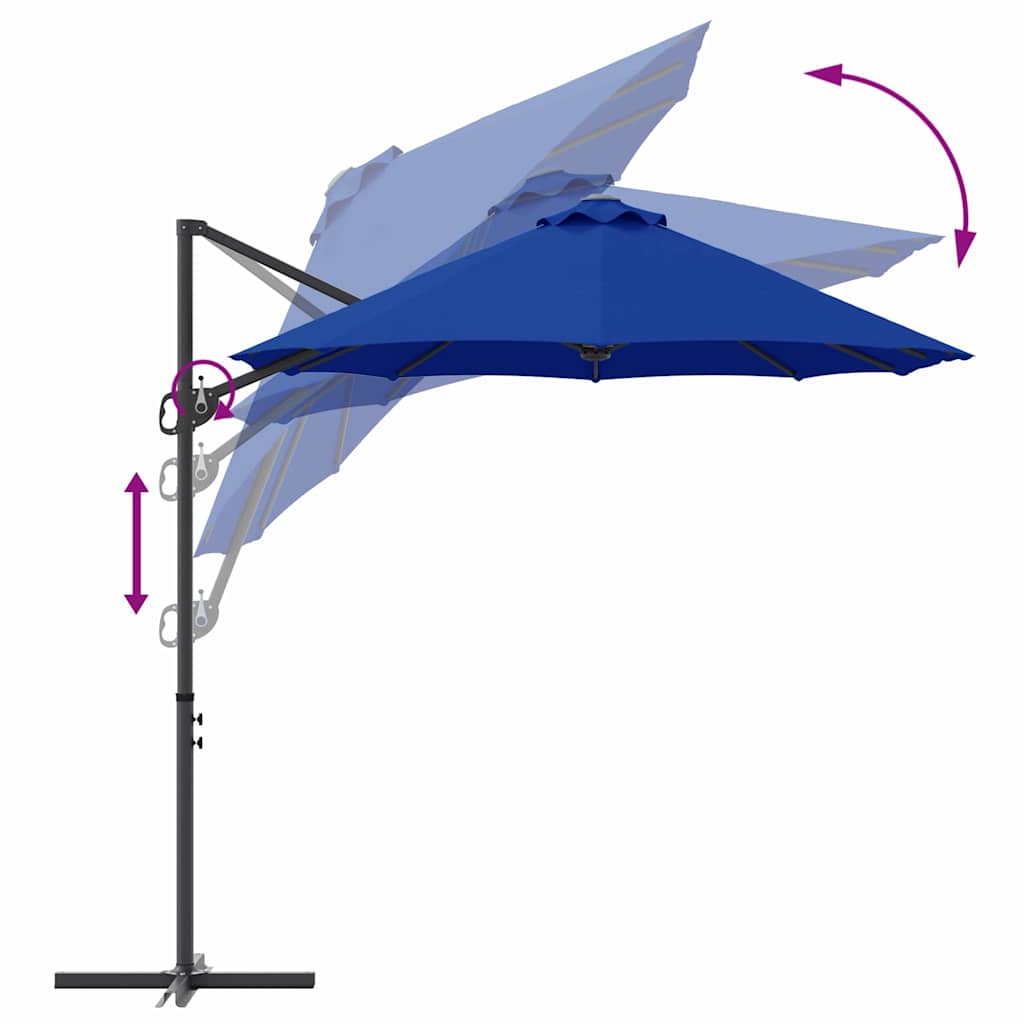 Parasol Azurblauw 372 x 198 x 243 cm Polyester en Aluminium is nu te koop bij PeponiXL, paradijselijk wonen!