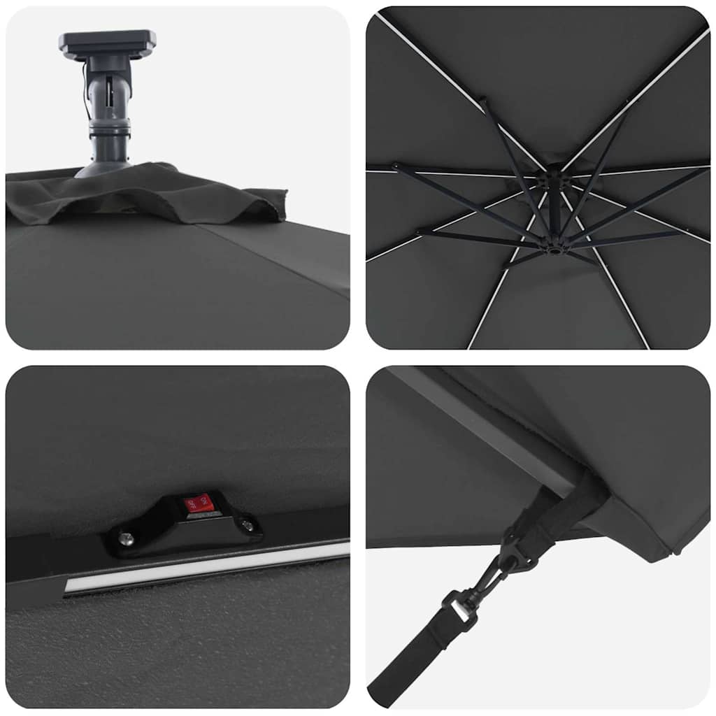 Parasol Antraciet 294 x 294 x 248 cm Polyester en Aluminium is nu te koop bij PeponiXL, paradijselijk wonen!