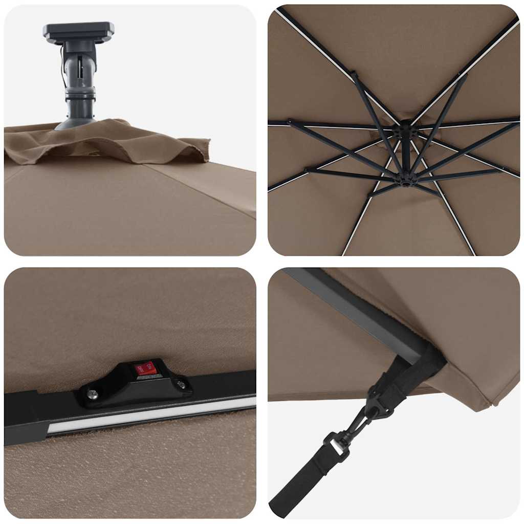 Parasol Taupe 294 x 294 x 248 cm Polyester en Aluminium is nu te koop bij PeponiXL, paradijselijk wonen!