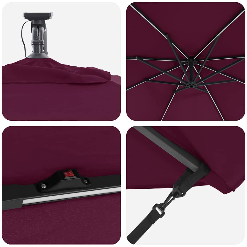 Parasol Bordeaux Rood 294 x 294 x 248 cm Polyester en Aluminium is nu te koop bij PeponiXL, paradijselijk wonen!