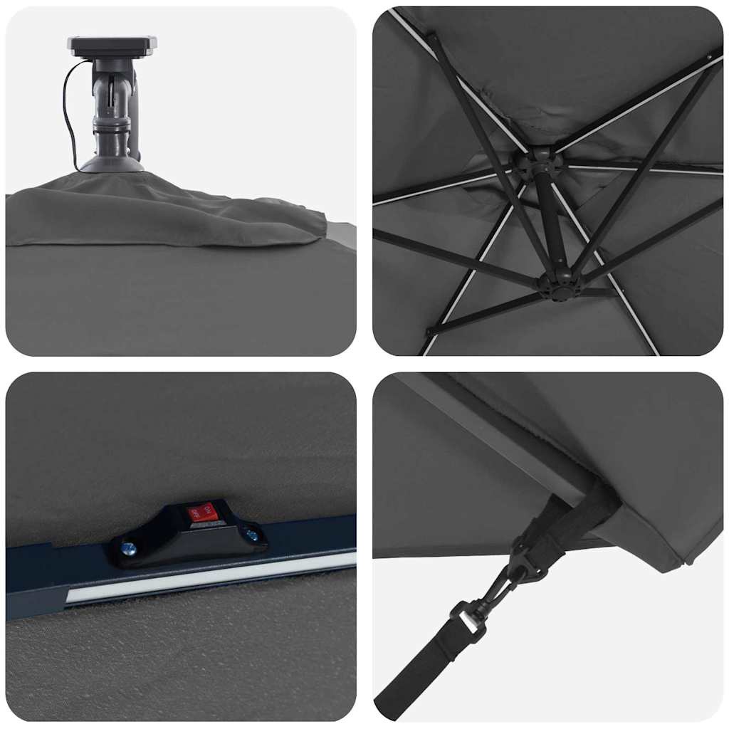 Parasol Antraciet 294 x 200 x 270 cm Polyester en Aluminium is nu te koop bij PeponiXL, paradijselijk wonen!