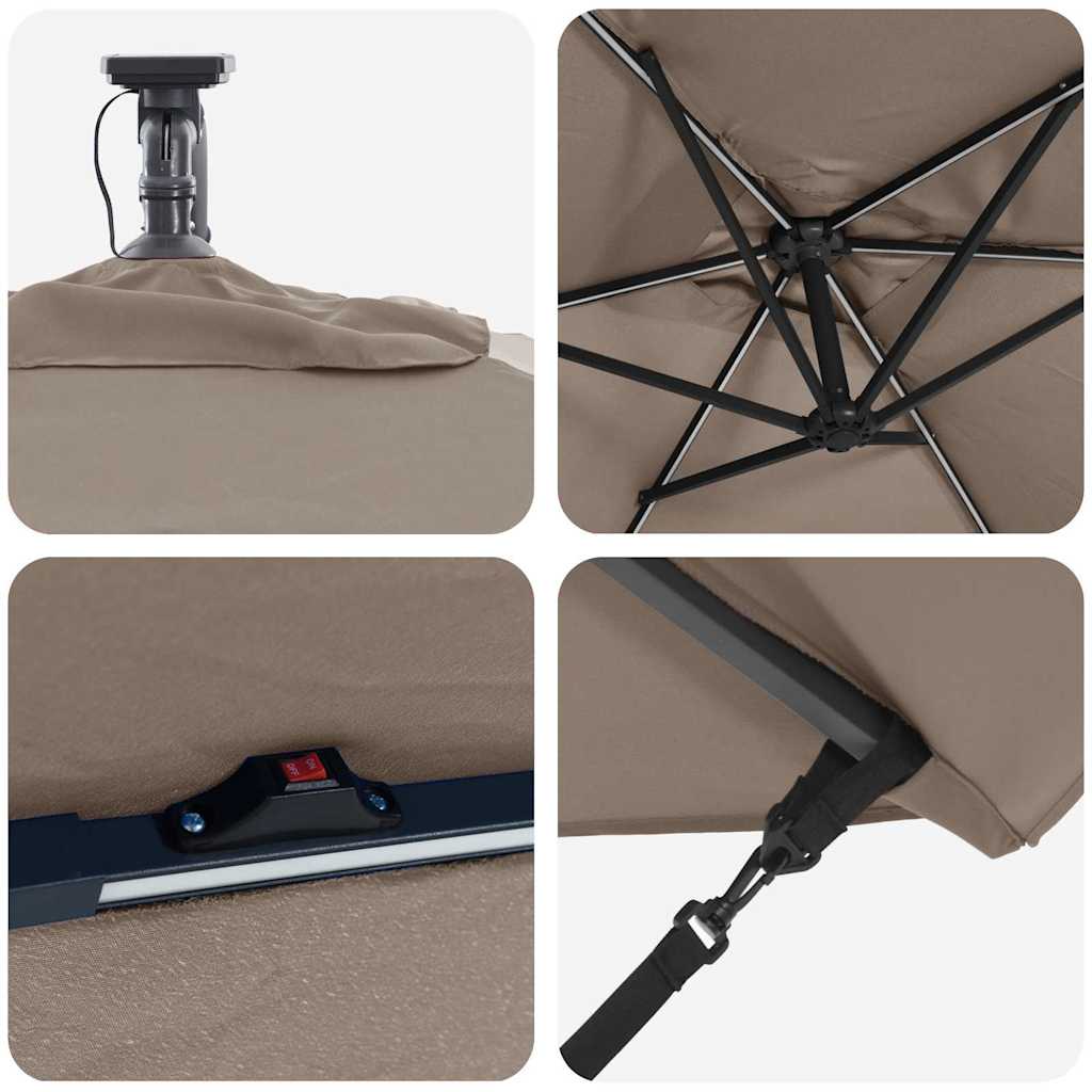 Parasol Taupe 294 x 200 x 270 cm Polyester en Aluminium is nu te koop bij PeponiXL, paradijselijk wonen!