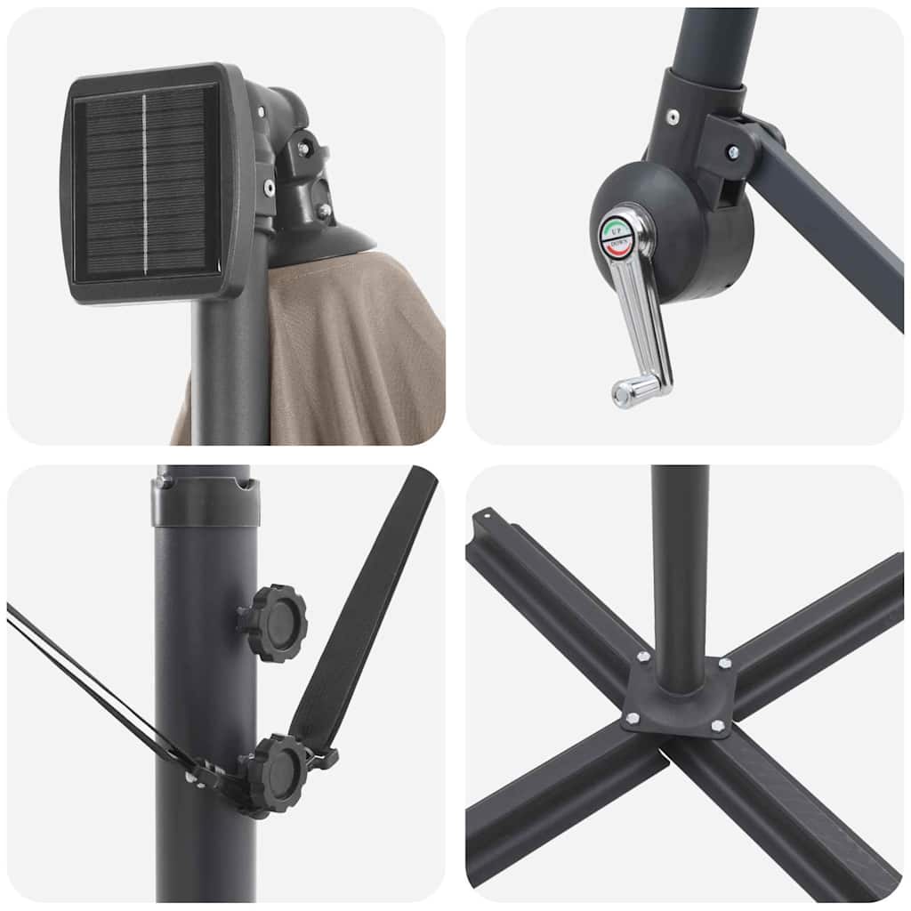 Parasol Taupe 294 x 200 x 270 cm Polyester en Aluminium is nu te koop bij PeponiXL, paradijselijk wonen!